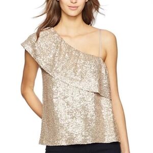 NWT - BB Dakota Clair Rose Gold Blouse One Shoulder Asymmetrical Top - Sz L